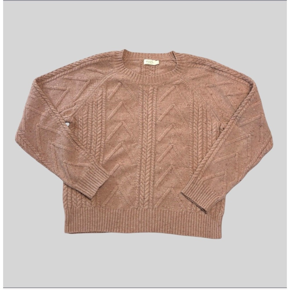 Spartina 449 Cable Knit Chevron Knit Crewneck Sweater Womens Large Mauve Pink